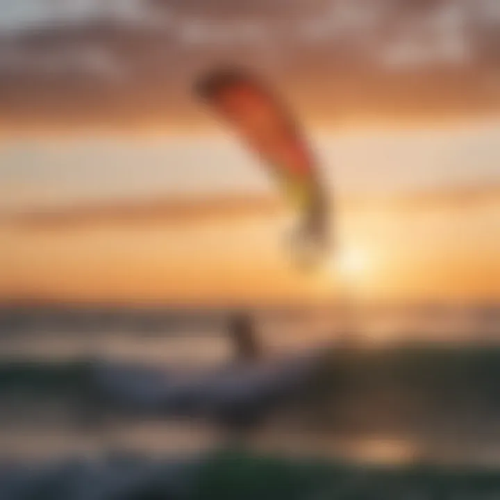 Kite surfing at sunset in the Bay Area