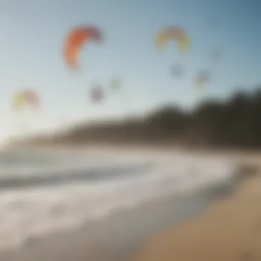 Group of kite surfers enjoying a day at the beach