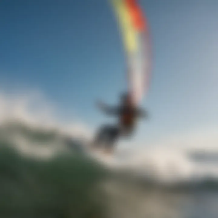 Kite surfer gliding over the waves in South Carolina's coastal waters