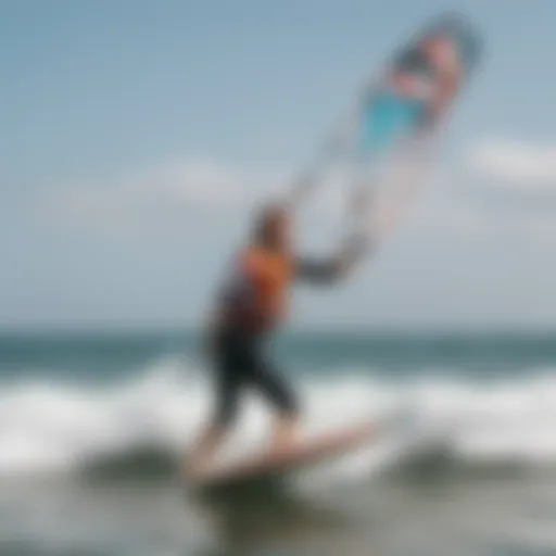 Kite surfing trainer demonstrating techniques on the beach