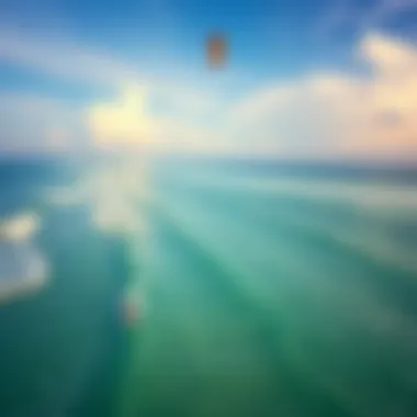 Aerial Perspective of Kitesurfing Paradise Aerial view showcasing perfect kitesurfing conditions