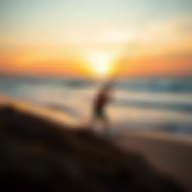 Golden Hour at the Kitesurfing Spot Breathtaking sunset view at a kitesurfing beach