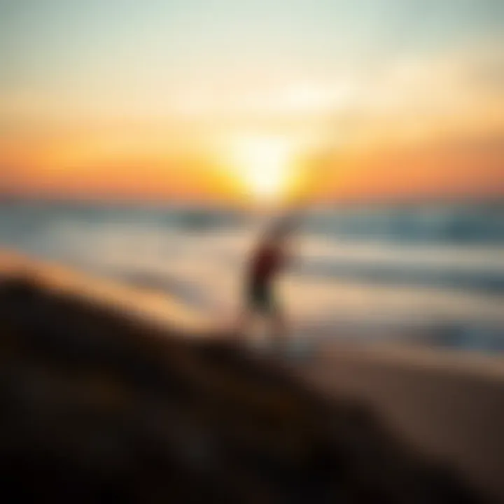 Golden Hour at the Kitesurfing Spot Breathtaking sunset view at a kitesurfing beach