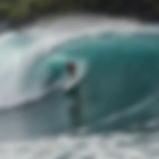 Aerial view of surfers riding waves at Kona