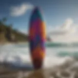 Liquid Shredder surfboard showcasing vibrant design and graphics