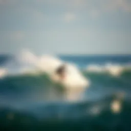 A beautiful longboard gliding over a wave