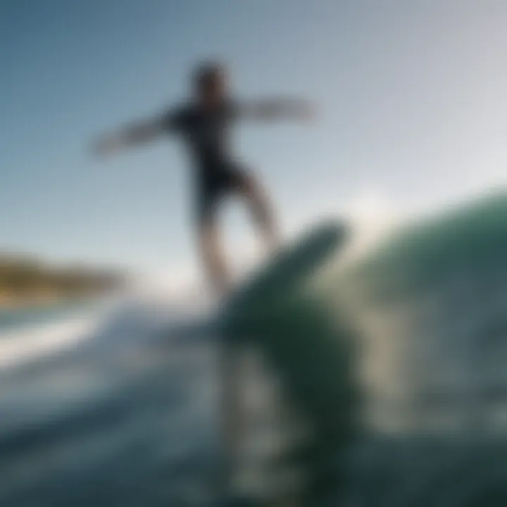 A wakesurfer effortlessly gliding across the water's surface