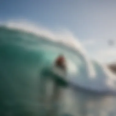 A surfer gracefully riding a wave on a longboard