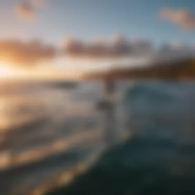 Breathtaking view of surfers riding waves at sunset in Maui