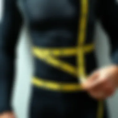 How to Measure for Wetsuit Fit Measuring tape around a torso for wetsuit fitting