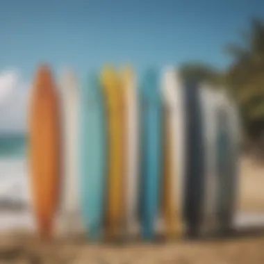 A variety of surfboards available for rent