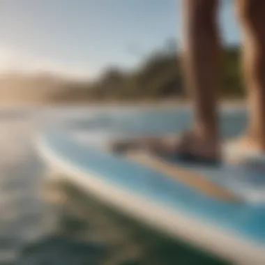 Close-up of the motorized paddle board technology showcasing its intricate mechanics.