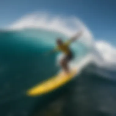 A surfer skillfully navigating the waves with a Naish wing.