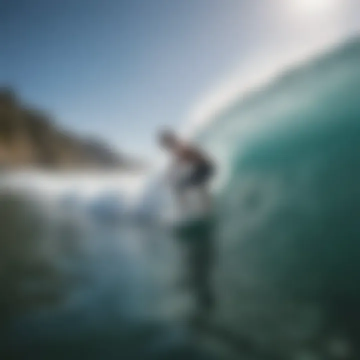 A focused surfer practicing mental techniques