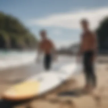 Local community members engaging in beach clean-up efforts to protect surf breaks