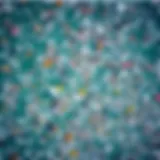 Aerial view of ocean littered with plastic waste