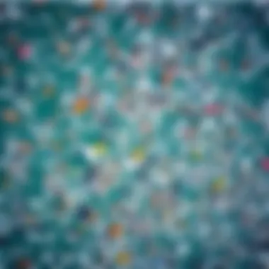 Aerial view of ocean littered with plastic waste