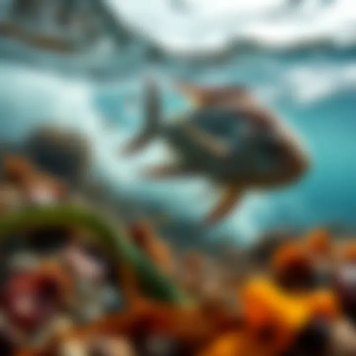 Marine life thriving in a clean ocean environment