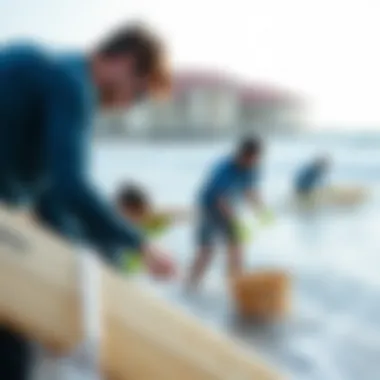 Volunteers participating in ocean cleanup initiative