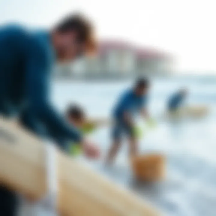 Volunteers participating in ocean cleanup initiative