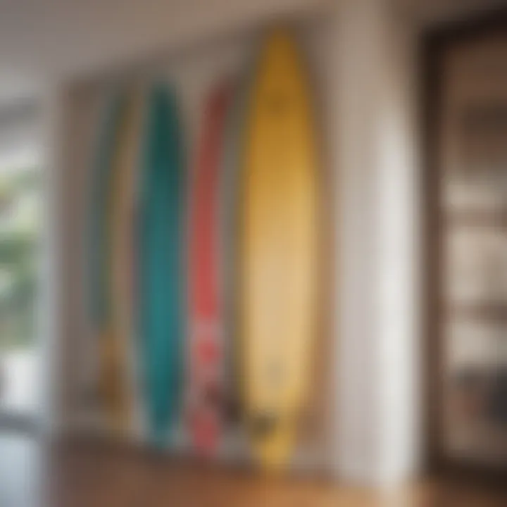 Creative surfboard storage solution maximizing wall space