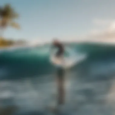 Surfer catching a wave at a nearby surf spot