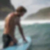 A surfer checking their hydration levels before hitting the waves