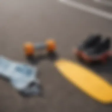 Essential safety gear for skateboarders laid out on a surface