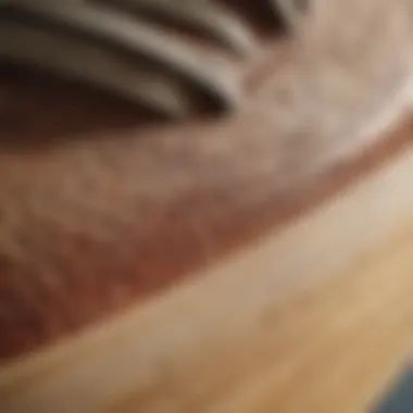 Close-up view of a gum sole on a skate shoe