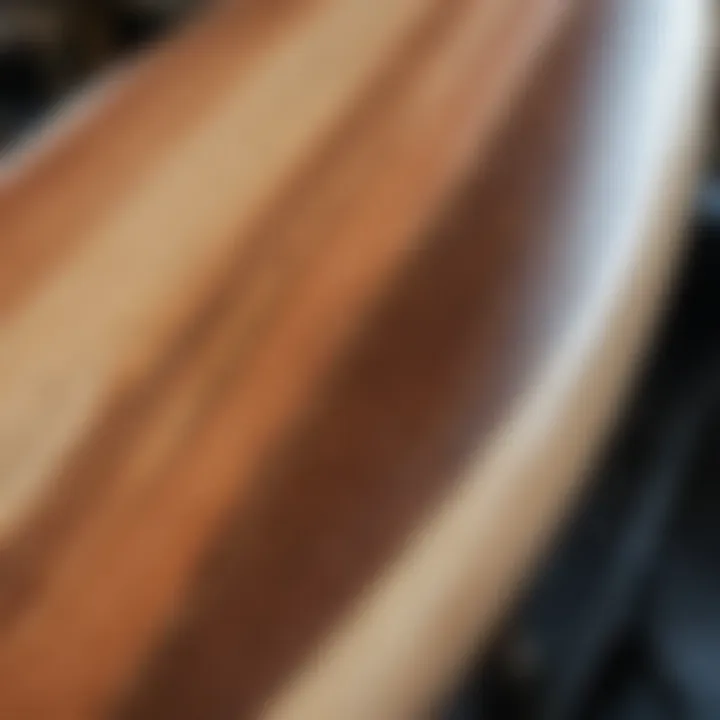 Close-up of the craftsmanship of a South Bay Board Company surfboard