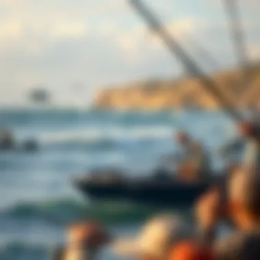 Illustration of fishing locations suited for surf fishing