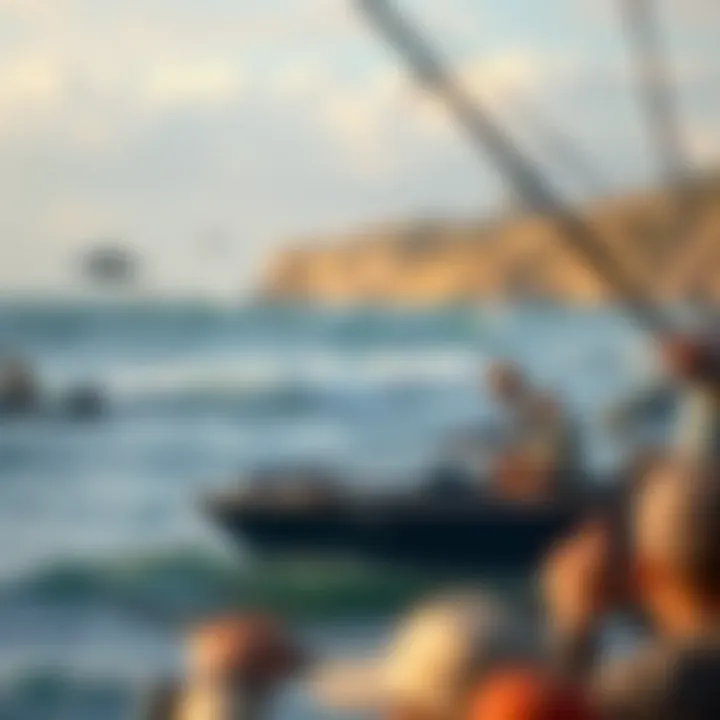 Illustration of fishing locations suited for surf fishing