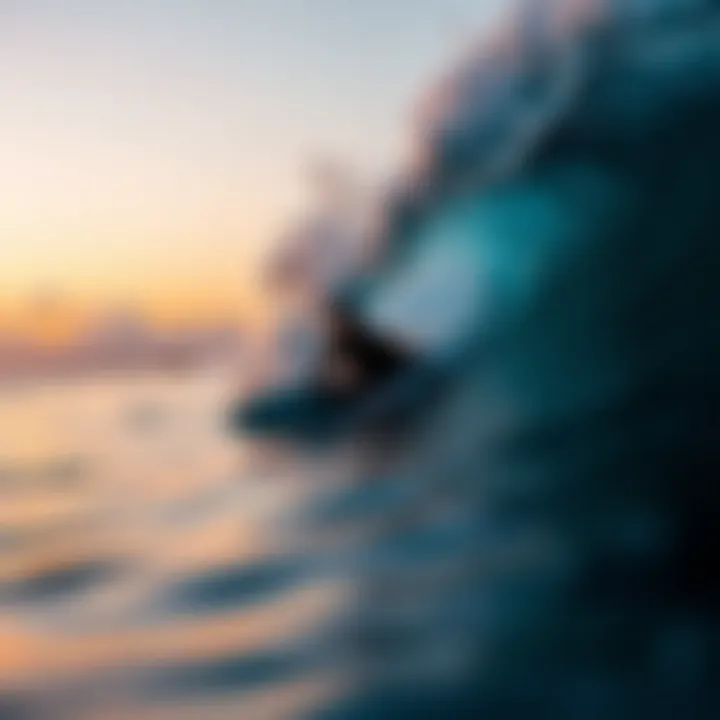 Surfer catching a wave at sunset in Puerto Vallarta