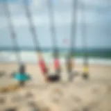 Variety of Surf Rod Holders Different styles of surf rod holders on a sandy beach