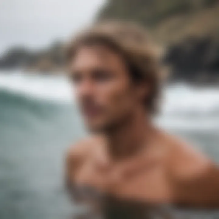 Surfer experiencing clogged ears after a session in the ocean