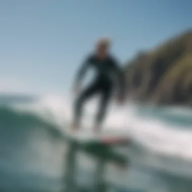 A surfer enjoying the thrill of jet propulsion on a surfboard