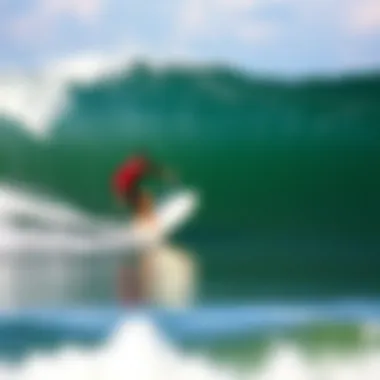 Surfing at Lady Bird Lake Surfer navigating the wave at Lady Bird Lake