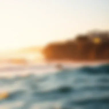 A picturesque view of Ventura coastline with surfers in the water