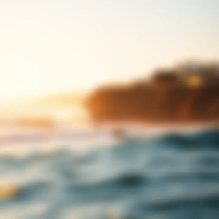 A picturesque view of Ventura coastline with surfers in the water