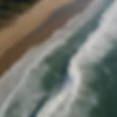 An aerial view of Surfline Uppers showcasing tidal patterns.