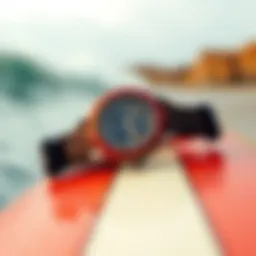 Stylized Surfline Watch on a surfboard