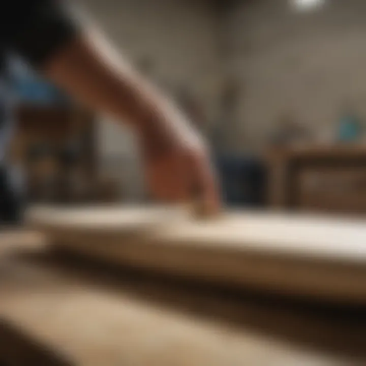 Surfboard being crafted using the SurfPrep electric sander