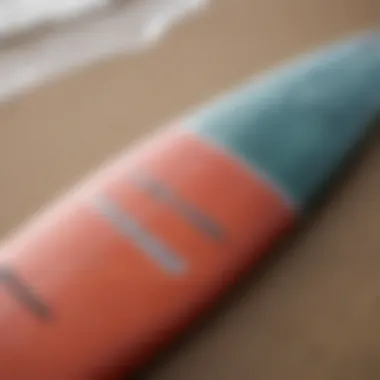 A close-up view of Surftech softop surfboard showcasing its innovative design features