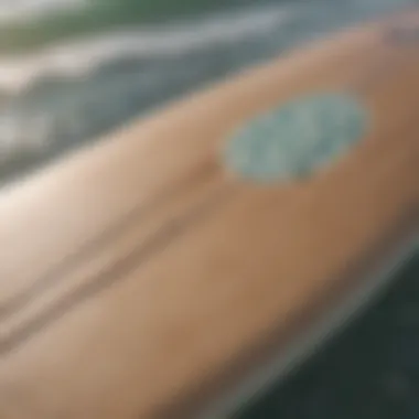 A surfboard showcasing sustainable materials in construction