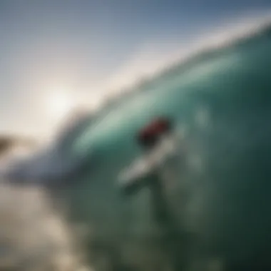 Surfer riding a wave.