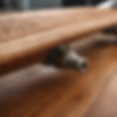 Craftsmanship of Longboard Design Close-up of a longboard's intricate design and craftsmanship