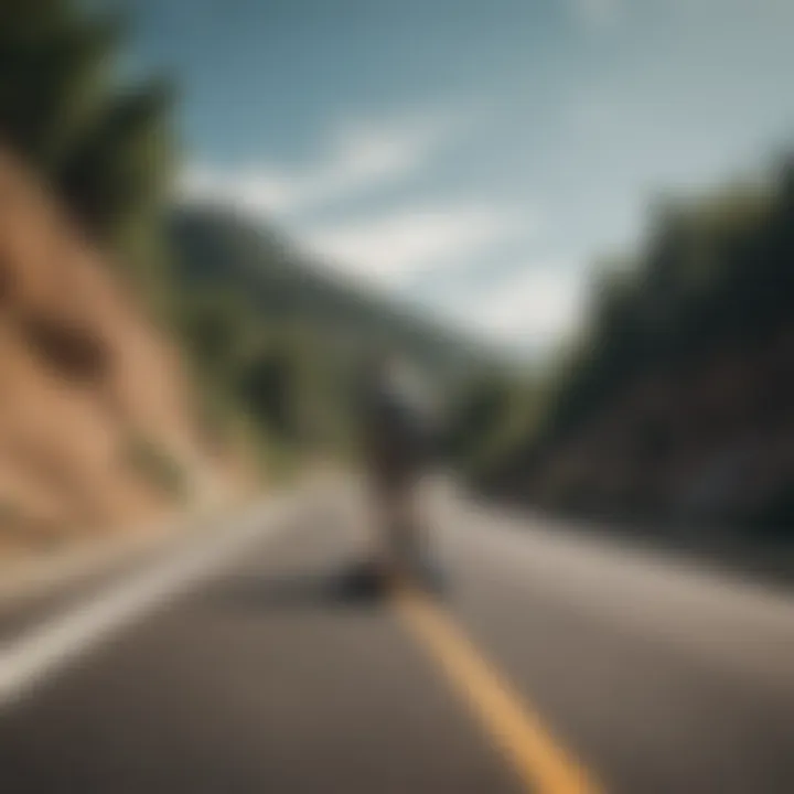 A scenic view showcasing longboarders navigating a winding road