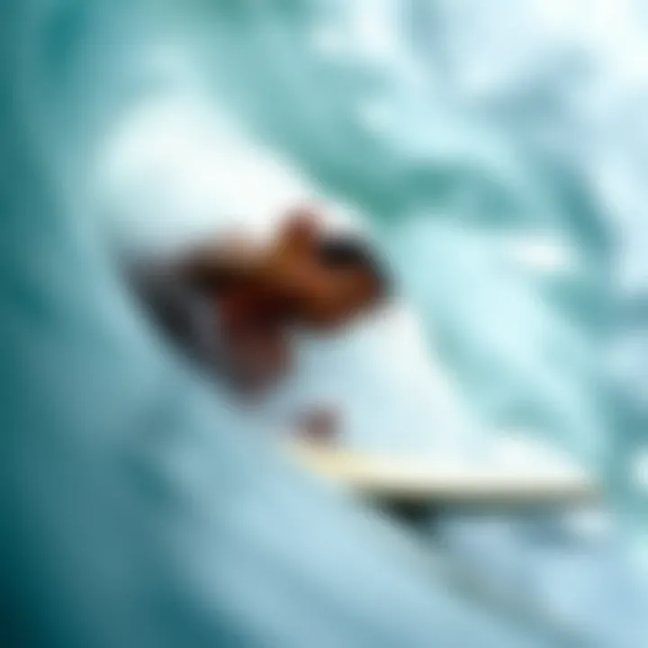 Surfer in a serene moment, connecting with the ocean