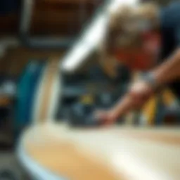 Precision surfboard planer in action