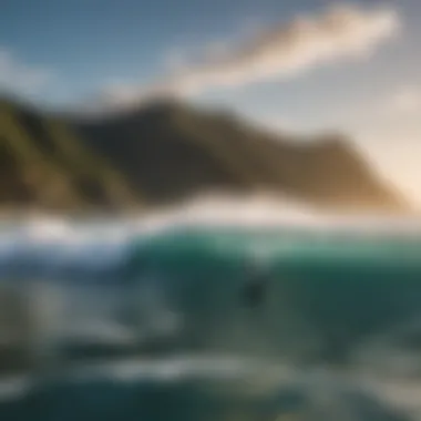 Iconic Surf Spot: A Hang Ten Paradise A scenic view of a famous surf spot known for hang ten surfing.